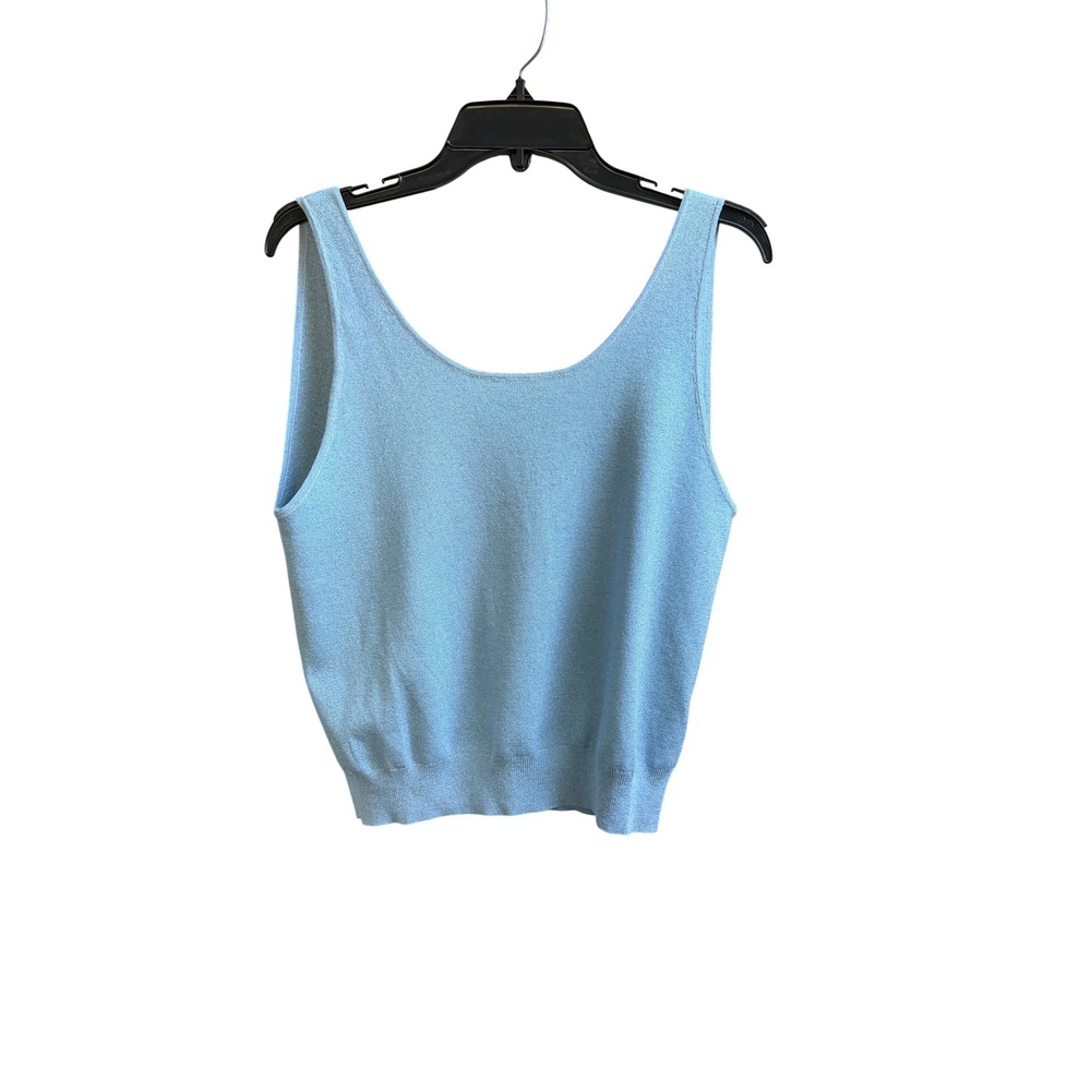 NWT Commense Knit Tank Top V-Neck Shimmer Baby Blue Size M Mermaidcore Party